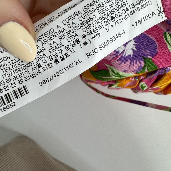 Zara Floral Crop Top Womens XL Pink Satin Underwire Bustier Cami Country Cottage - Picture 12 of 14